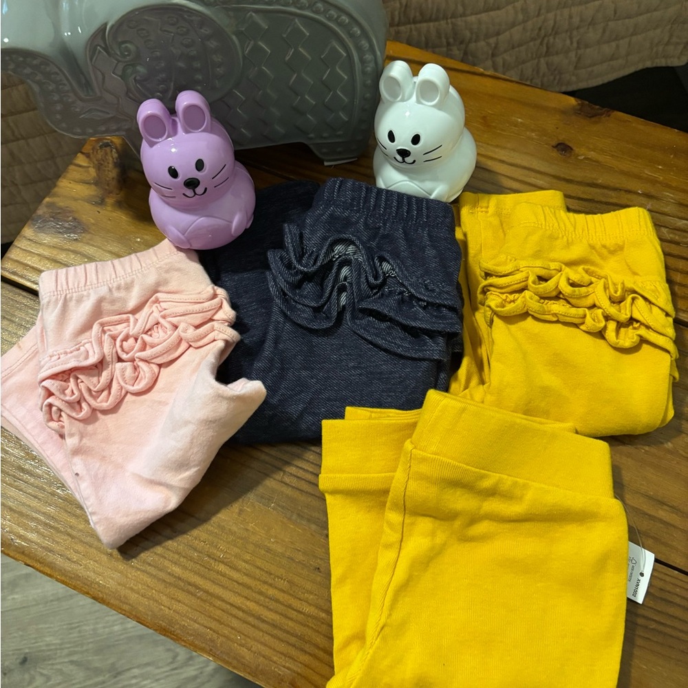 Set of Baby Leggings in Pink, Blue, and Yellow